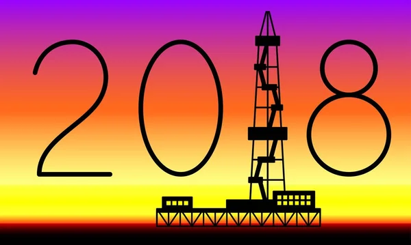 Schriftzug oil derrick 2018 — Stockvektor