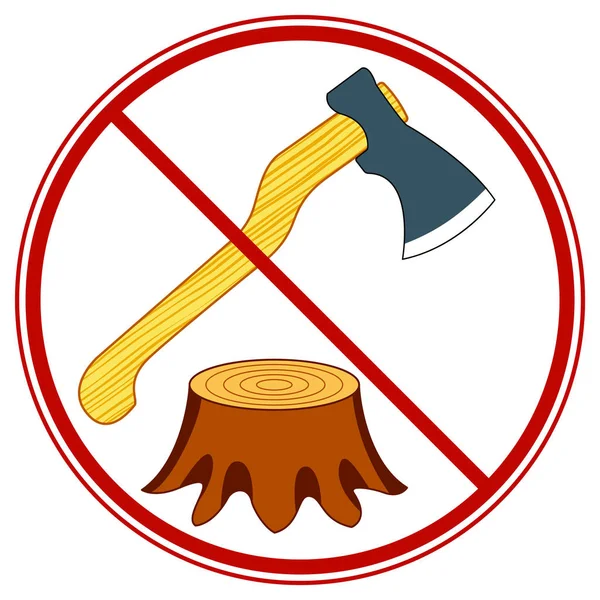 Tree felling forbid symbol — Stock Vector