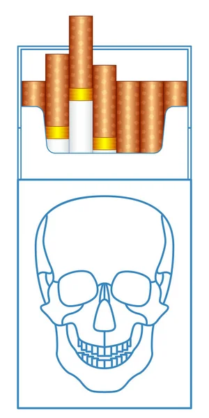 Embalagem de cigarros e crânio — Vetor de Stock
