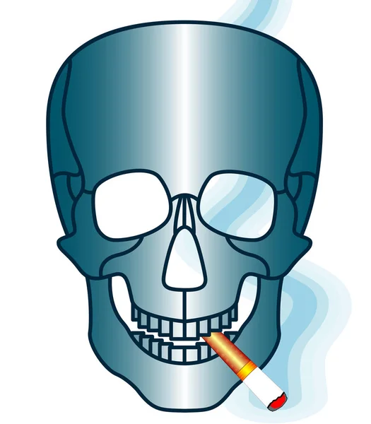Κρανίο και τσιγάρο — Διανυσματικό Αρχείο