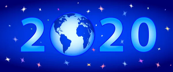Globe 2020 Nouvel An — Image vectorielle