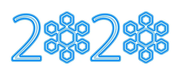 Snowflakes 2020 number — Stock Vector