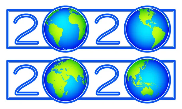 Globes 2020 Nieuwjaar — Stockvector