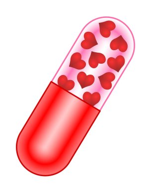 Capsule with hearts