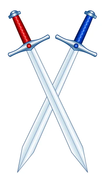 Ilustração Das Duas Espadas Transversais — Vetor de Stock