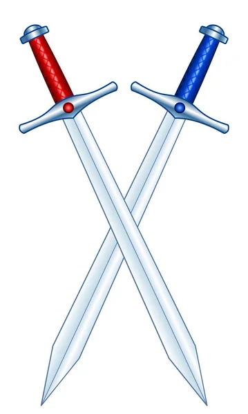 Illustrazione Delle Due Spade Trasversali — Vettoriale Stock