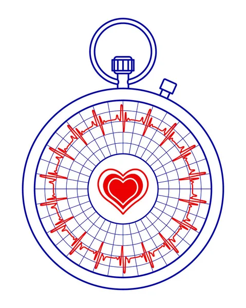 Ilustración Del Monitor Cardiograma Pulso Cronómetro Abstracto — Vector de stock