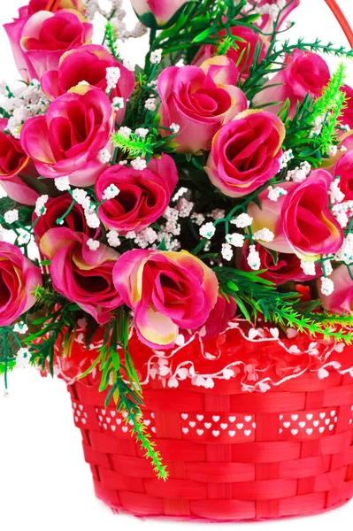 Roses in basket — Stock Photo, Image