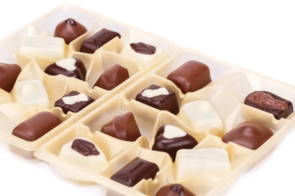 Chocolate em caixa de plástico — Fotografia de Stock