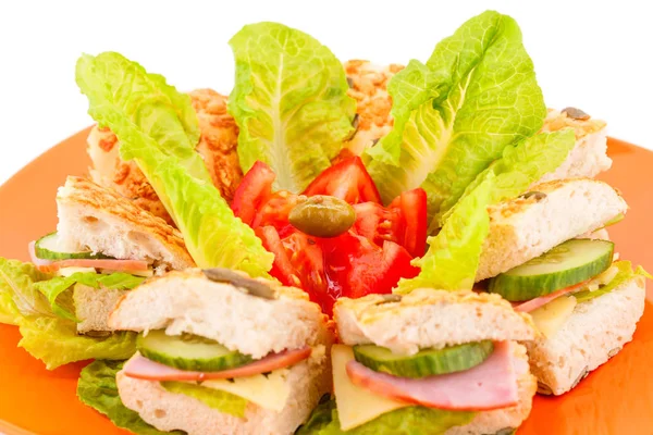 Sandwiches en plato — Foto de Stock