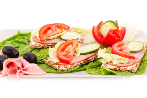 Sandwiches en plato — Foto de Stock