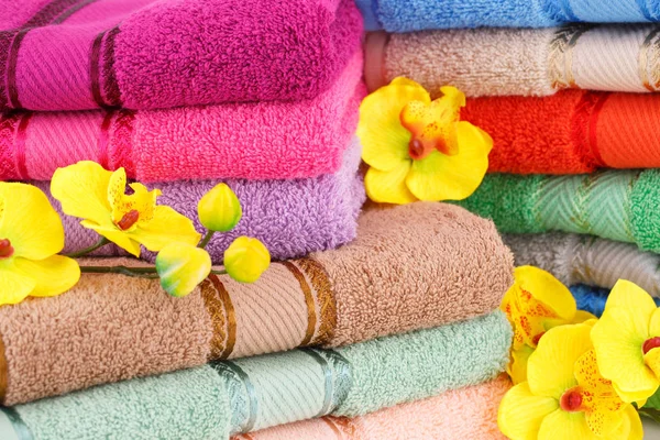 Colorful towels stacks — Stock Photo, Image