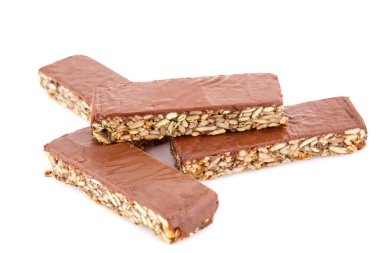 Beyaz üzerine müsli barlar