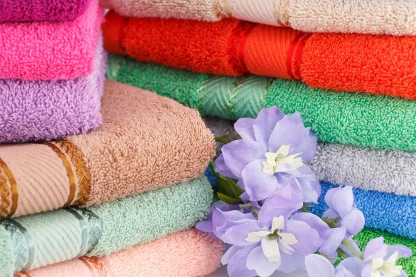 Colorful towels stacks — Stock Photo, Image