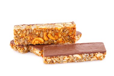 Beyaz üzerine müsli barlar