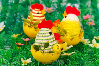 Tavukları ile Paskalya dekorasyon