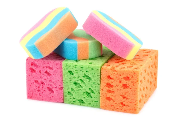 Colorful sponges on white — Stock Photo, Image