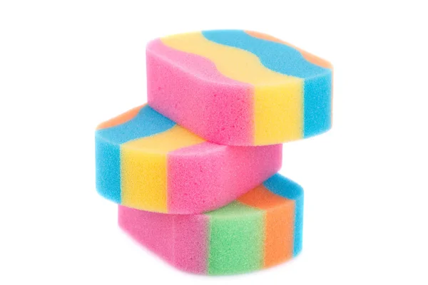 Colorful sponges on white — Stock Photo, Image