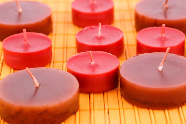 Candles on bamboo — Stock Photo, Image