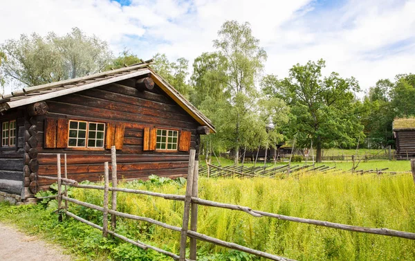 Casas Madeira Antigas Tradicionais Oslo Noruega — Fotografia de Stock