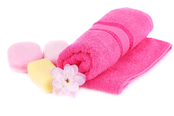 Towels, flower and soaps — Stock Photo, Image