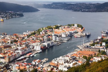 Bergen City Norveç'te Üstten Görünüm.