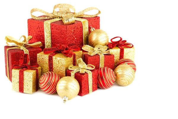 Christmas gifts and balls — Stock Photo, Image