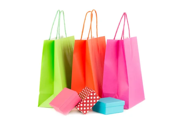 Shopping tassen en geschenkdozen — Stockfoto