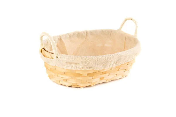 Empty Wicker Basket Isolated White Background — Stock Photo, Image