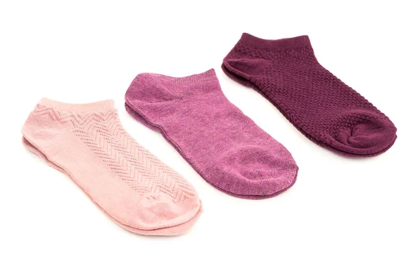 Tři Páry Ponožek Izolované Bílém Pozadí — Stock fotografie