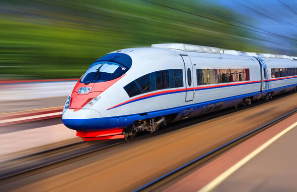 Modern train at high speed