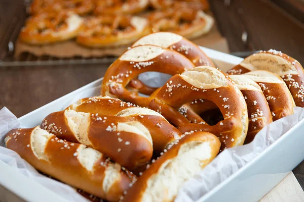 Closeup Foto Pão Lixívia Artesanal Pretzel Bávaro Padaria — Fotografia de Stock