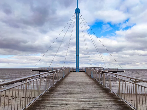 Photo Touristic Wooden Pier Observation Deck Entering Sea North Germany — Stock Photo, Image