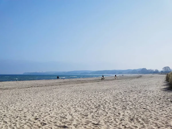 Bela Cena Mar Alemanha Com Areia Branca Primeiro Plano Imagem — Fotografia de Stock