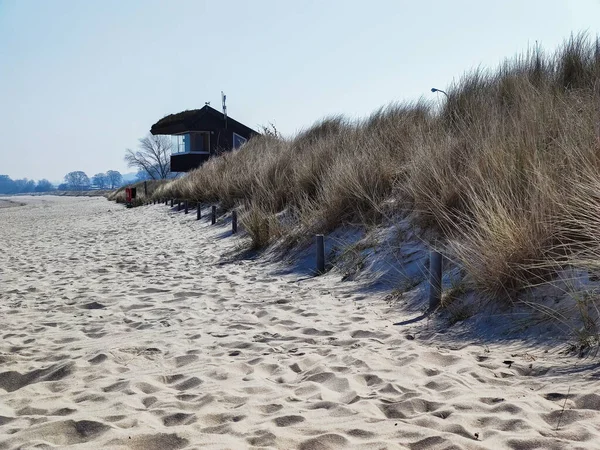 Foto Von Dünen Und Weißem Sandstrand Deutschen Ostseeufer — Stockfoto