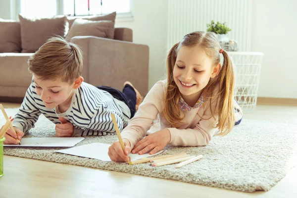 Thuisonderwijs Voor Tienerbroer Zus Als Gevolg Van Coronavirus Quarantaine — Stockfoto