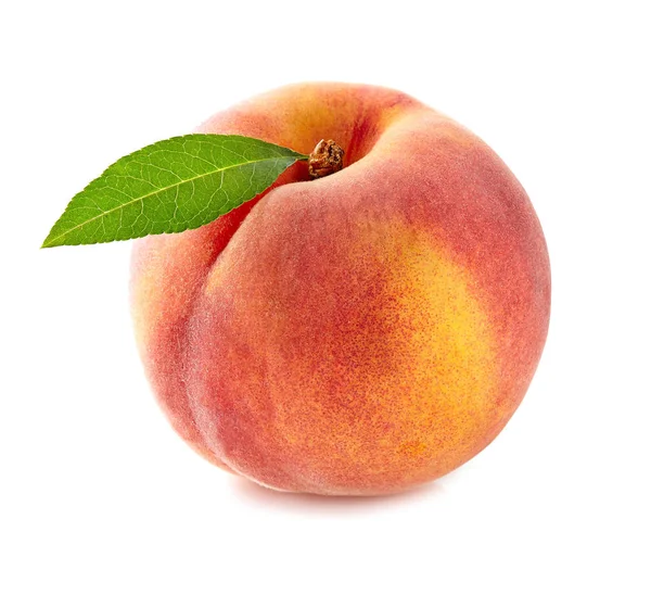 Peach with leaf — Stock Photo, Image