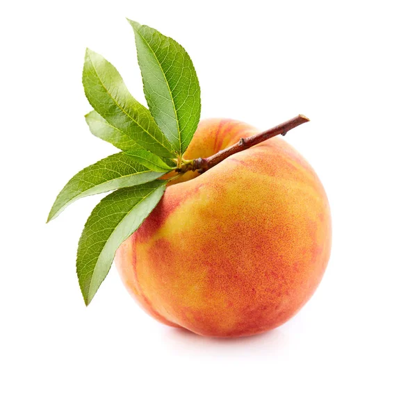 Peach with leaves — Stock Photo, Image