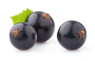 Blackcurrant in closeup with leaves clipart