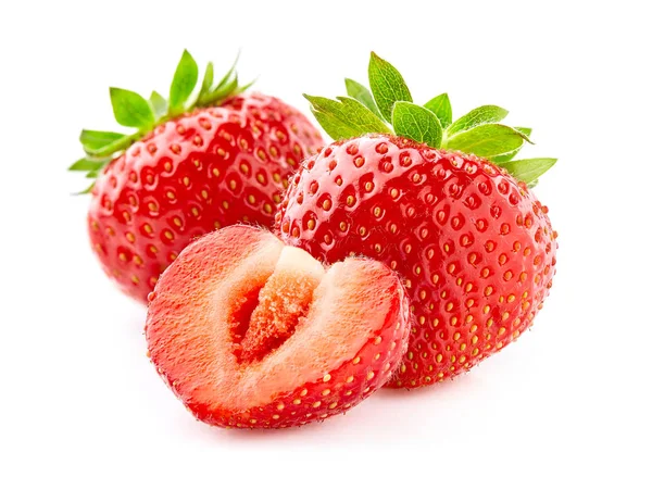 Erdbeeren Großaufnahme Auf Weiß — Stockfoto