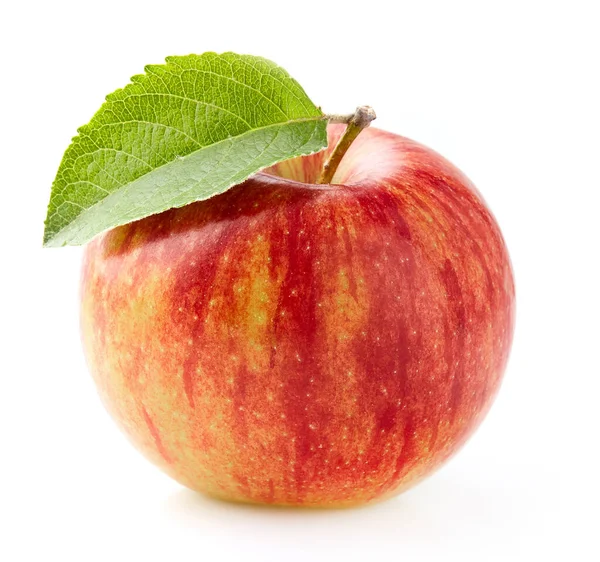 Apfel Mit Blatt Auf Weiß — Stockfoto