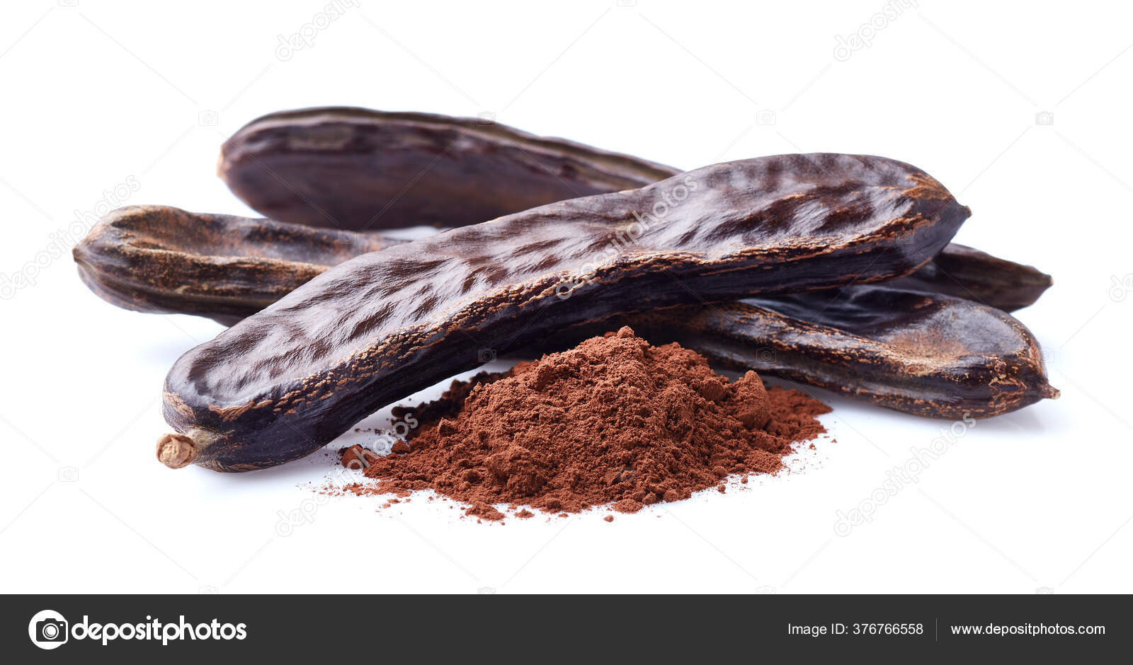 Carobs Pod Powder Closeup White Background Stock Photo by ©Dionisvera