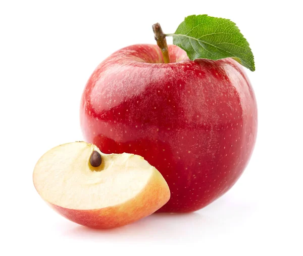 Μήλο Φέτα Άσπρο Φόντο — Φωτογραφία Αρχείου
