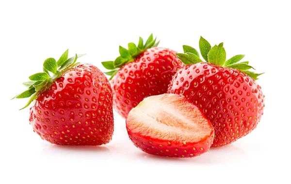 Erdbeeren Nahaufnahme Auf Weißem Hintergrund — Stockfoto