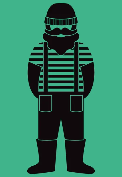 Pêcheur Marin Homme Icône Plate Homme Avec Une Moustache Une — Image vectorielle