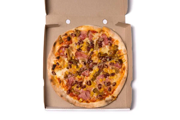 Lezzetli Pizza Üstten Görünüm — Stok fotoğraf