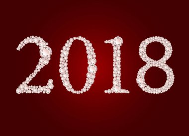 Elmas 2018 metin kırmızı zemin üzerine vektör çizim 