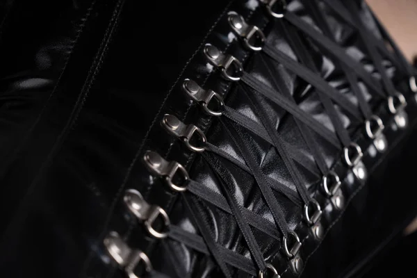 Black fetish corset lacing — Stock Photo, Image