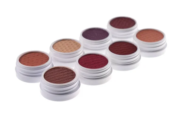 Studio Shot Van Eye Shadows Bruin Rood Kleuren Geïsoleerd Witte — Stockfoto