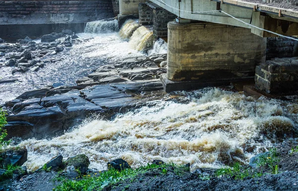 Water dumping on hydroelectric power station